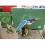 A boxed Beswick model of a Kingfisher, together with a figure of a Whitethroat