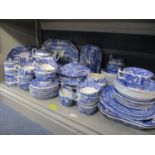A large quantity of Spode blue and white china to include a teapot, sauce boats, meat platters and