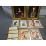 Pictures to include reproduction French advertising prints and portraits