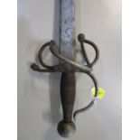 A Spanish Toledo sword with engraved blade and wire woven hand grip blade, 32 1/2" long