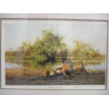 A signed limited edition David Shepherd print entitled 'African Evening Zambezi Waterside'