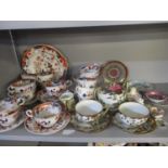 A Noritake sugar bowl with two matching teacups and saucers, and mixed ceramics to include a