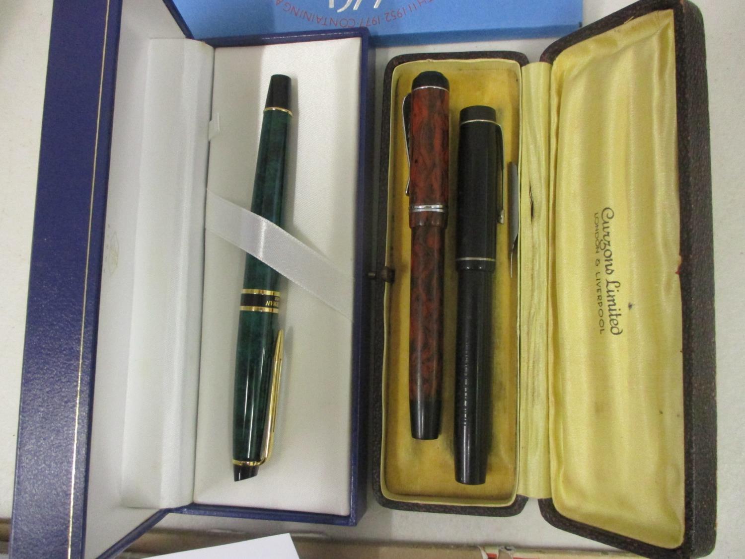 THIS LOT HAS BEEN WITHDRAWN Three pens to include a cased Waterman Golden Platinum and one other