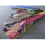 A large collection of late 20th century ties to include silk examples, The Art Room tie and Tie rack