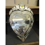 An Italian Venetian style mirror in the form of a heart