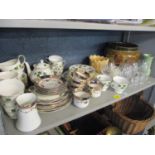 A mixed lot to include a Doulton jardiniere Colclough teaservice, Doulton glassware and other items