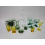 A group of Powell (Whitefriars) Glass, Webbs and other factories glassware to include a yellow Webbs