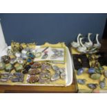 A collection of oriental cloisonne ornaments to include boxes in the form of birds