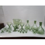 Barnaby Powell and William Wilson for Whitefriars Glass - a group of table ware in sea green