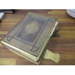 A Victorian family leather and brass bound bible by Rev John Brown with colour plates
