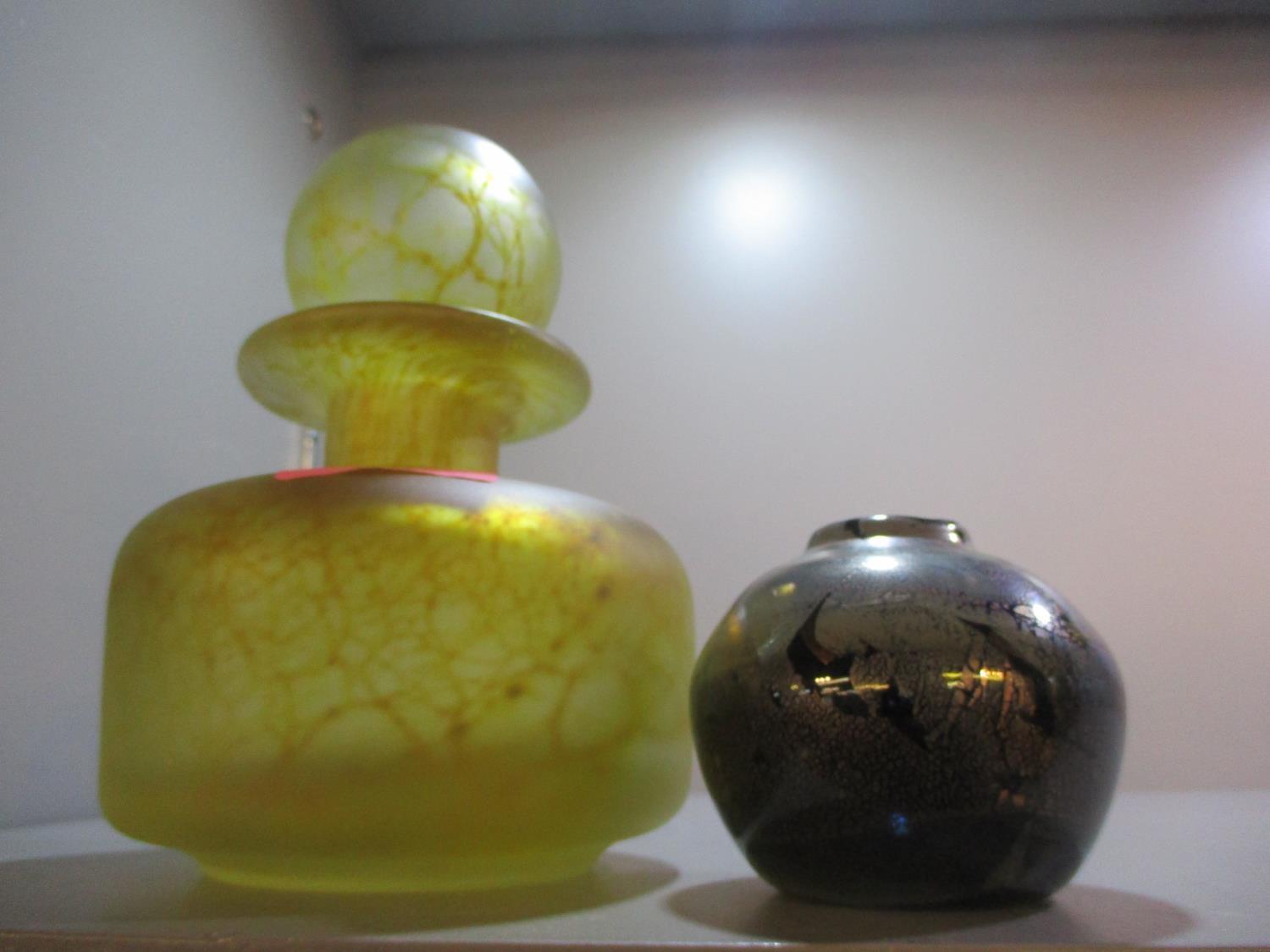 A Michael Harris vase together with a Mdina vase and stopper