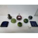 Glass paperweight and Scandinavian glass to include three Mdina paperweights, unsigned and a