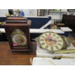 A Stewart mahogany cased bracket style mantel clock with Westminster chimes striking on a gong,