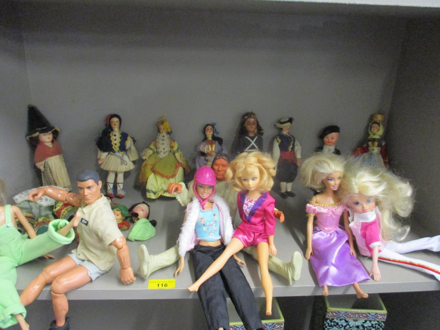 A quantity of vintage and retro dolls and action figures to include a 1996 Ken, Hasbro International