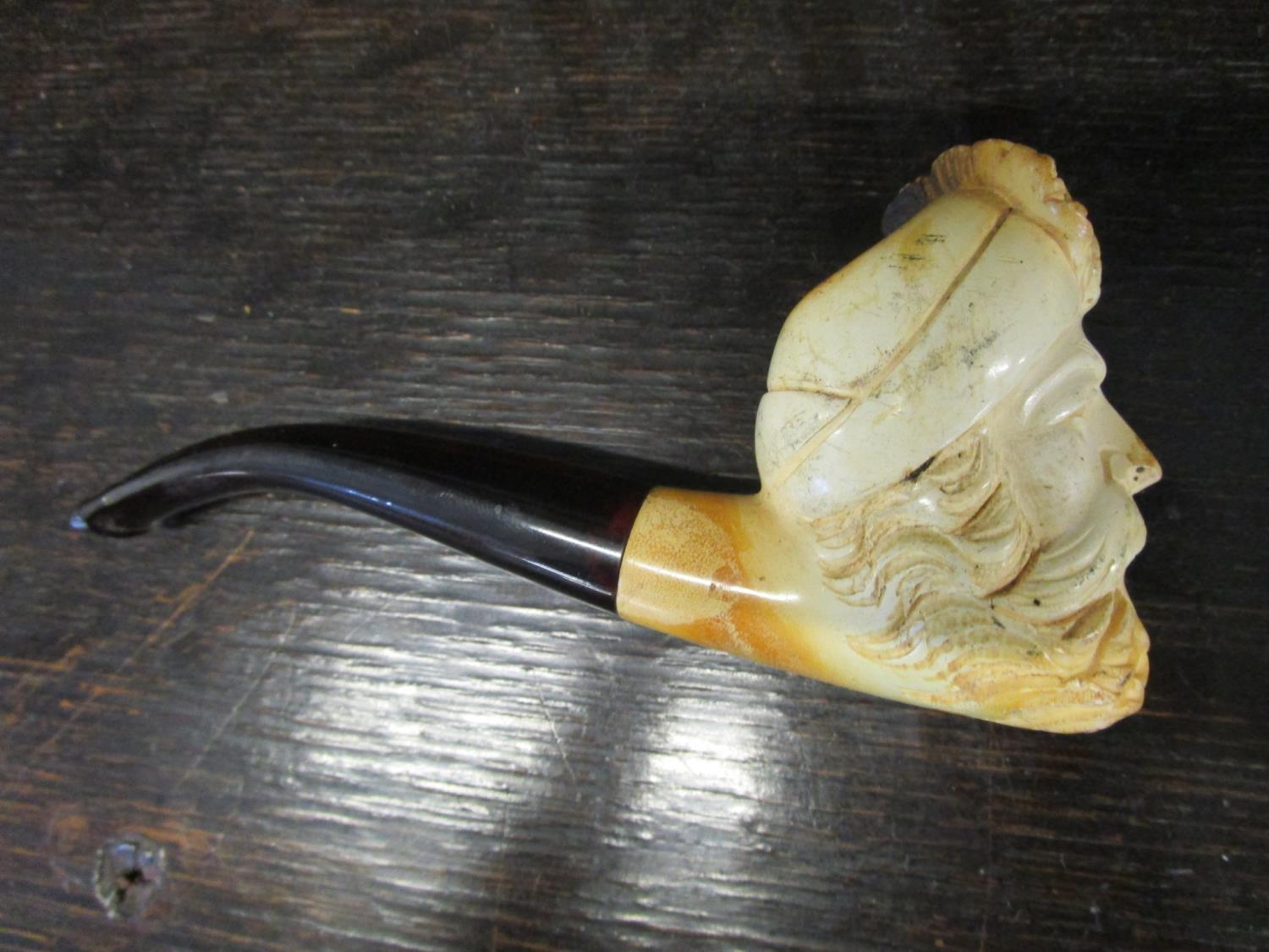 A cased Meerschaum tobacco pipe, the bowl carved in the form of an Arabs head, cased - Image 4 of 4