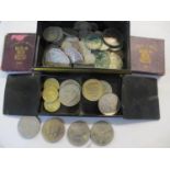 Mixed coins to include Festival of Britain coins, silver crowns and others