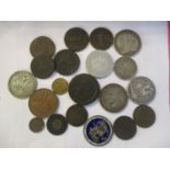 Mixed coins to include a 1797 cartwheel penny, Georgian crowns and others