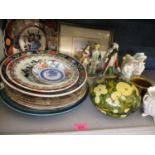 A mixed lot to include an Imari plate, Doulton plates, a Japanese plate and other items