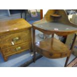 A Georgian corner washstand, together with a two drawer bedside chest