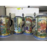 Four 1978 Viking Penguin Inc Russian Fairy tale china tankards by Villeroy & Boch