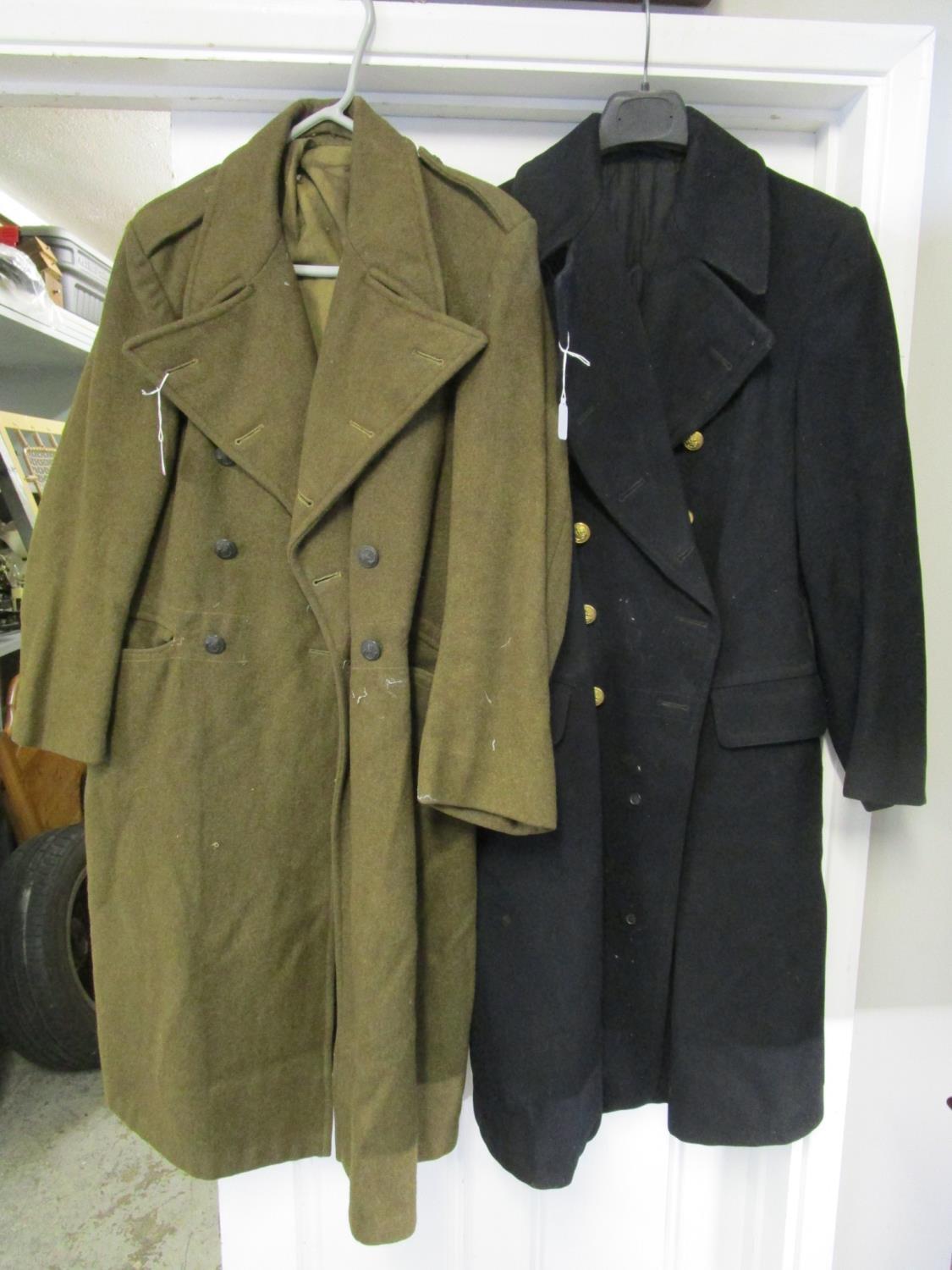 A Navy WWII great coat and a WWI Army great coat