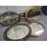 Mixed Victorian and later mirrors include a gilt framed mirror having shell and scroll decoration