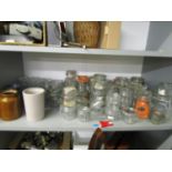 A quantity of Kilner glass jars, vases and other items