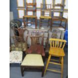 Mixed 19th century and later chairs to include a Chippendale style chair, Regency bar back, bar