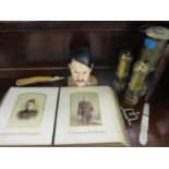 A mixed lot to include three Thomas & Williams miner's lamps, a Victorian photograph album and other