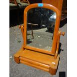 A Victorian satinwood dressing table swing mirror having cushion moulded drawer 22"h x 15 1/2"w