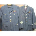 Two British Royal Air Force Signals Warrant Officer dress uniforms having staybrite RAF buttons by