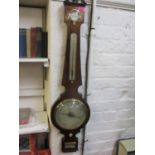 A Regency rosewood banjo barometer A/F, B Porri, Skipton
