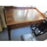 A Victorian mahogany twin drawer side table, 32 1/2" x 35 1/2"