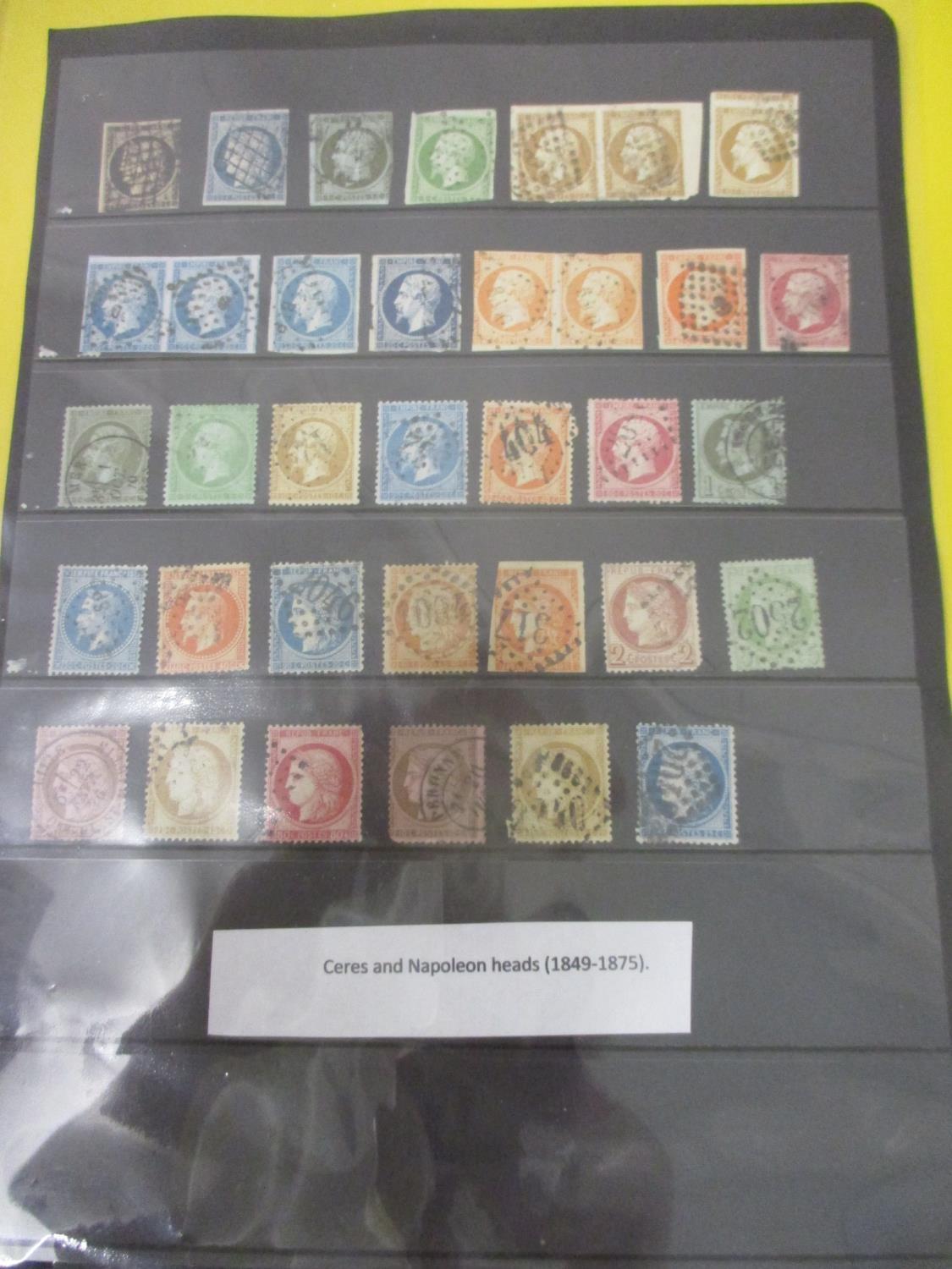 Early 19th century and later French stamps of Ceres and Napoleon heads, including pairs