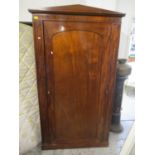 A Victorian mahogany wardrobe with an arched cornice, over a panelled door on a plinth, 76"h x 41