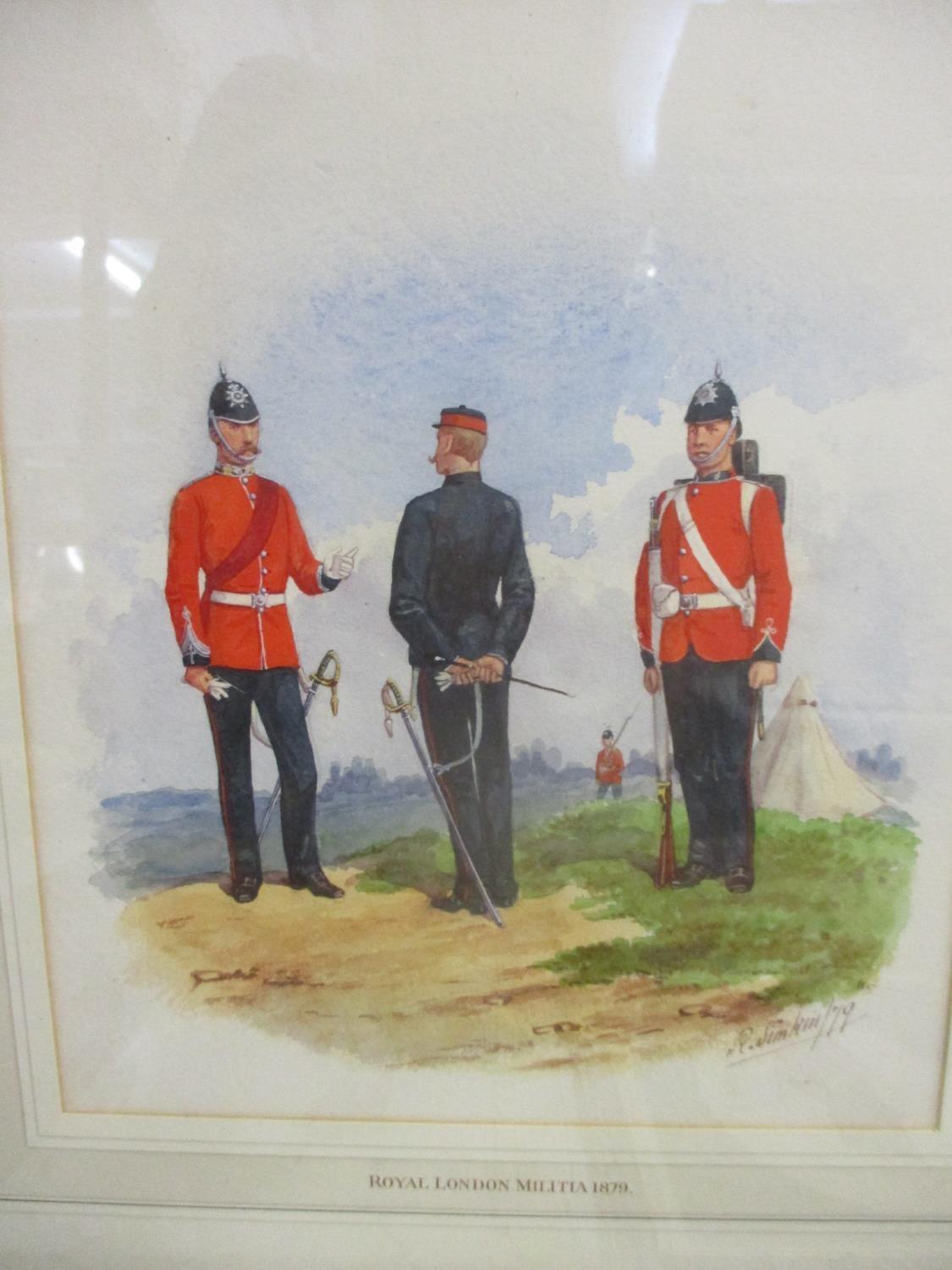 Five watercolours depicting British soldiers in uniforms, through the ages, 1790-1969 - Image 5 of 6