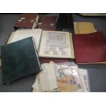 World postage stamps contained in six albums, various loose stamps and first day covers in four