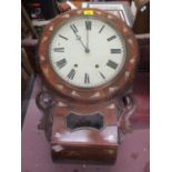 A Victorian mother of pearl inlaid, rosewood cased drop dial clock, 26" h x 17"w