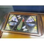 A Victorian butterfly twin handled tray