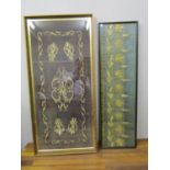 Two late 19th century, possibly Ottoman, part metal threaded embroidered panels, each framed and