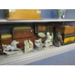 A mixed lot to include a barometer, a 19th century work box, a wall clock and other items