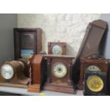 A selection of mainly clock cases to include three granddaughter cases, an American wall clock