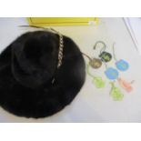 An Andre Canadian fur ladies hat with feather accessories, together with Henley and Marlow Regatta