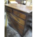 A Georgian oak chest of two short and three long graduated drawers, 39 1/2"h x 37 1/2"w