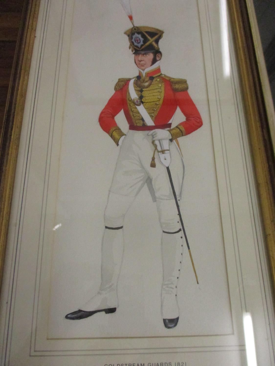 Five watercolours depicting British soldiers in uniforms, through the ages, 1790-1969 - Image 4 of 6