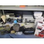 A selection of electrical items to include various cameras to include a Kodak Instamatic, a CD