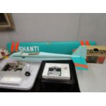 A radio controlled Shanti aeroplane with a petrol engine and a MacGregor controller