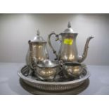 A silver plated tea/coffee service with tray
