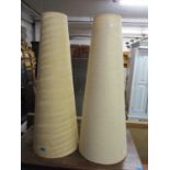Two retro tall lampshades, the tallest 37 1/2"h, the other 36 1/2"h