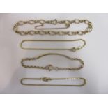 Four 9ct gold bracelets, 15.12g